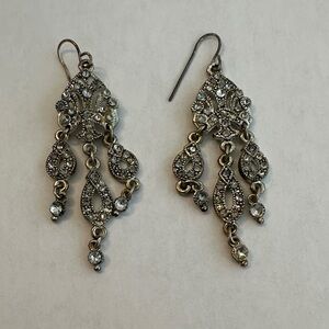 Vintage-Inspired Gold and Silver Dangle Earrings Costume Jewelry